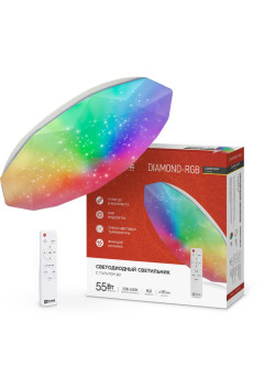 Светильник светодиодный COMFORT DIAMOND-RGB 55Вт 230В 3000-6500К 4400лм 385х75мм с пультом ДУ IN HOME 4690612044576