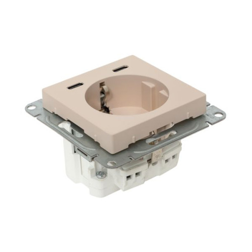 Механизм роз., с USB-C - 2шт, 16А, с.з., с.ш., крем., Эпика EKF Механизм роз., с USB-C - 2шт, 16А, с.з., с.ш., крем., Эпика EKF