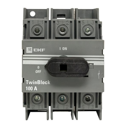 Рубильник 100A 3P c рукояткой управления для прямой установки TwinBlock EKF Рубильник 100A 3P c рукояткой управления для прямой установки TwinBlock EKF