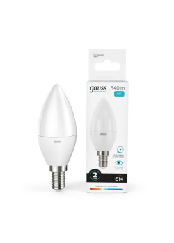 Лампа светодиодная Elementary 8Вт свеча 4100К нейтр. бел. E14 540лм GAUSS 33128