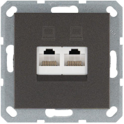 Розетка компьютерная 2-м RJ45 IP20 кат. 5E механизм мокко Jasmart G6106Z