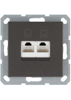 Розетка компьютерная 2-м RJ45 IP20 кат. 5E механизм мокко Jasmart G6106Z