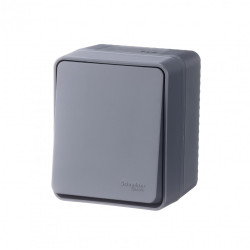 ATLASDESIGN PROFI IP54 О/У 1-клавишный ВЫКЛЮЧАТЕЛЬ, сх.1, 10АХ, АНТРАЦИТ