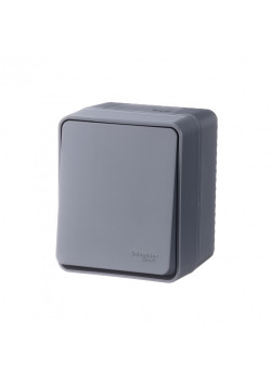ATLASDESIGN PROFI IP54 О/У 1-клавишный ВЫКЛЮЧАТЕЛЬ, сх.1, 10АХ, АНТРАЦИТ
