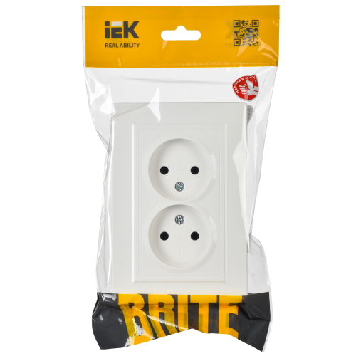 BRITE Розетка 2-местная без заземления без защитных шторок 10А в сборе РС12-2-БрБ белый IEK BRITE Розетка 2-местная без заземления без защитных шторок 10А в сборе РС12-2-БрБ белый IEK
