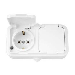 Розетка 2-м ОП 16А IP44 с заземл. бел. Bylectrica РА16-303