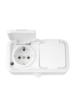 Розетка 2-м ОП 16А IP44 с заземл. бел. Bylectrica РА16-303