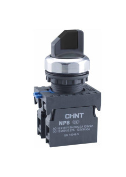 Переключатель без подсветки NP8-11X/212 2 полож. с фиксацией черн. 1НО+1НЗ IP65 (R) CHINT 578129