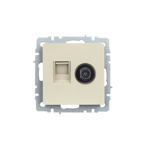 BRITE Розетка двойная TV+RJ45 кат.5E РТВ/РК12-БрКр бежевый IEK BRITE Розетка двойная TV+RJ45 кат.5E РТВ/РК12-БрКр бежевый IEK