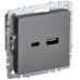 BRITE Розетка USB A+C 18Вт РЮ11-1-БрС сталь IEK BRITE Розетка USB A+C 18Вт РЮ11-1-БрС сталь IEK