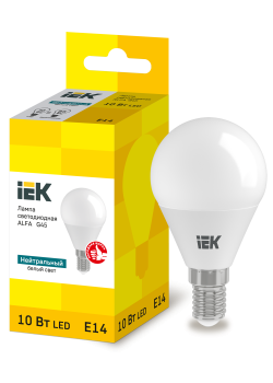 Лампа светодиодная ALFA G45 шар 10Вт 230В 4000К E14 IEK