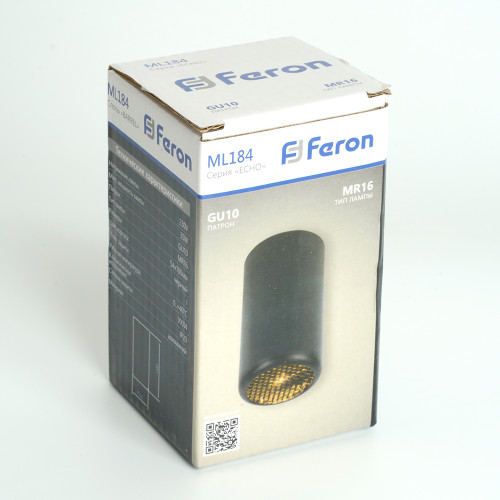 Светильник потолочный Feron ML184 Barrel ECHO MR16 GU10 35W 230V, черный, с антибликовой сеточкой Светильник потолочный Feron ML184 Barrel ECHO MR16 GU10 35W 230V, черный, с антибликовой сеточкой