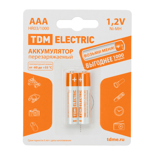 Аккумулятор AAA-1000 mAh Ni-MH BP-2 TDM