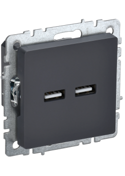 BRITE Розетка USB A+A 5В 3,1А РЮ10-1-БрГ графит IEK