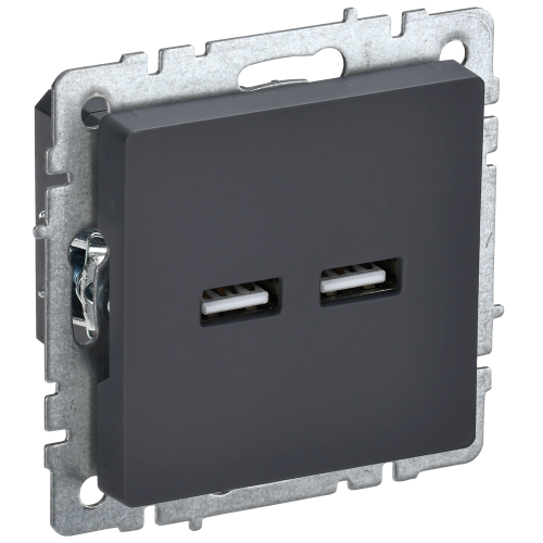 BRITE Розетка USB A+A 5В 3,1А РЮ10-1-БрГ графит IEK