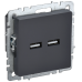BRITE Розетка USB A+A 5В 3,1А РЮ10-1-БрГ графит IEK