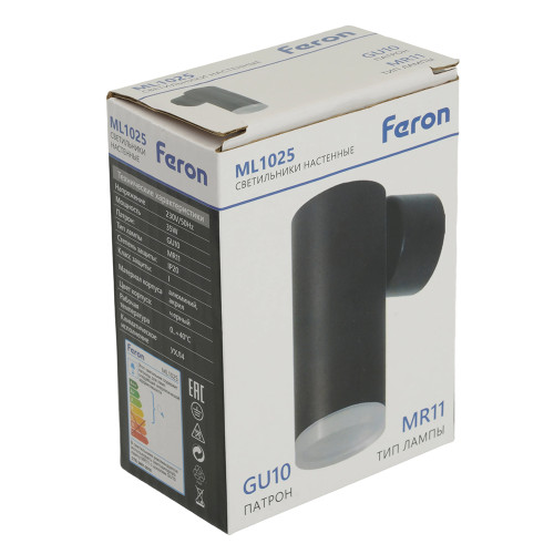 Светильник Feron ML1025 настенный под лампу GU10, черный Светильник Feron ML1025 настенный под лампу GU10, черный