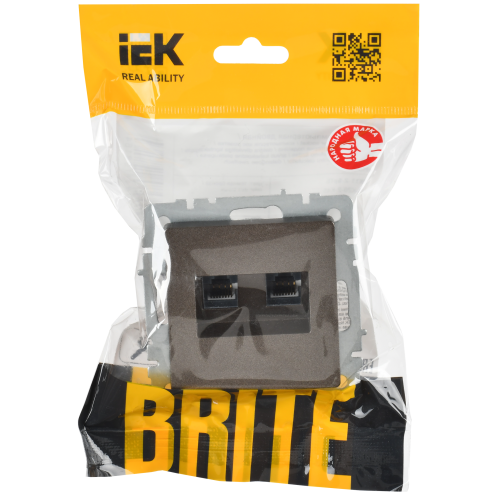 BRITE Розетка компьютерная двойная RJ45 кат.6 РК11-2-БрТБ темная бронза IEK BRITE Розетка компьютерная двойная RJ45 кат.6 РК11-2-БрТБ темная бронза IEK