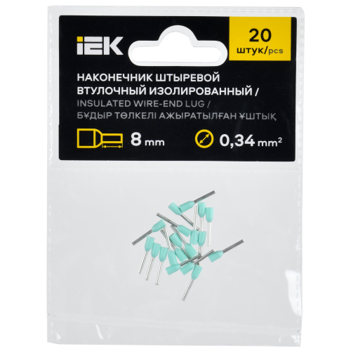 Наконечник НШВИ 0,34-8 бирюзовый (20шт/упак) IEK Наконечник НШВИ 0,34-8 бирюзовый (20шт/упак) IEK