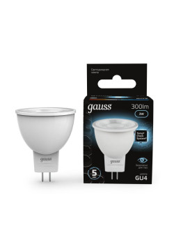 Лампа светодиодная Black 3Вт MR11 софит 4100К нейтр. бел. GU4 300лм GAUSS 132517203