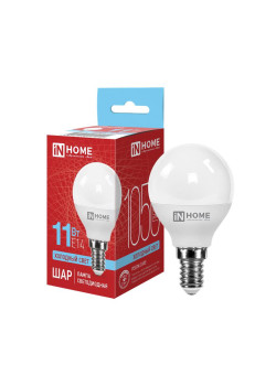Лампа светодиодная LED-ШАР-VC 11Вт шар 6500К холод. бел. E14 1050лм 230В IN HOME 4690612024929