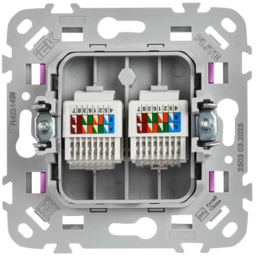 FLITE Розетка 2-местная компьютерная RJ45 категория 5Е UTP РК5е-2-0-ФлПр пурпурный IEK
