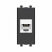 Телефонная розетка RJ-12 без шторки модульная, Avanti, черный матовый, 1 модуль