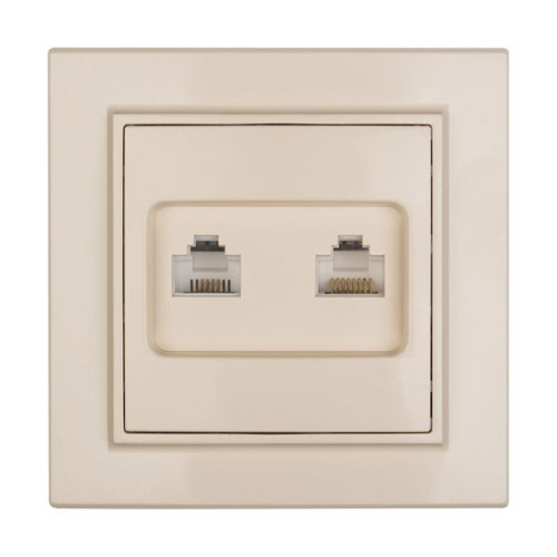 Минск Розетка RJ-45 2-местная СП беж. EKF Минск Розетка RJ-45 2-местная СП беж. EKF