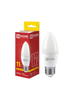 Лампа светодиодная LED-СВЕЧА-VC 11Вт свеча 3000К тепл. бел. E27 1050лм 230В IN HOME 4690612020488