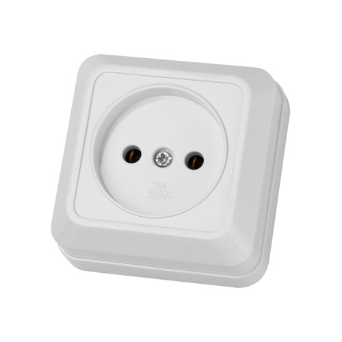 Розетка 2П открытой установки IP20 10А 250В (керамика) белая Розетка 2П открытой установки IP20 10А 250В (керамика) белая