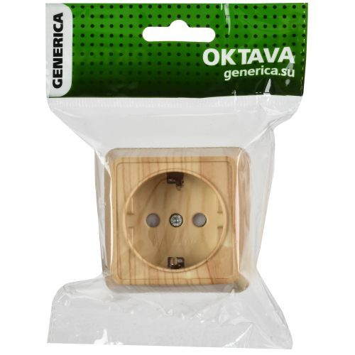 OKTAVA Розетка 1-местная с заземлением с защитными шторками для открытой установки 16А РСш20-3-ОС сосна GENERICA OKTAVA Розетка 1-местная с заземлением с защитными шторками для открытой установки 16А РСш20-3-ОС сосна GENERICA