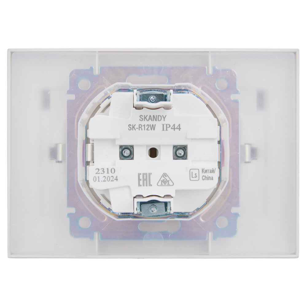 SKANDY Розетка 2-местная и крышкой 16А в сборе IP44 SK-R12W арктический белый IEK