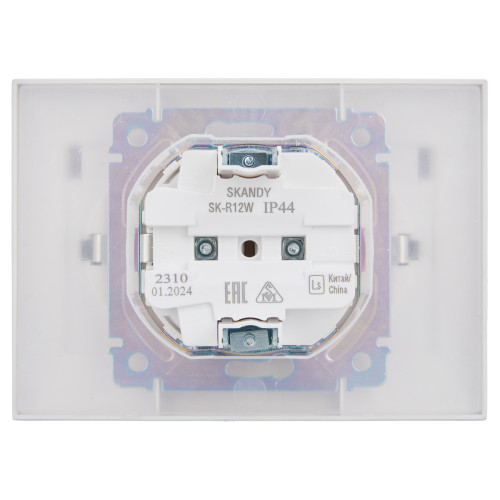 SKANDY Розетка 2-местная и крышкой 16А в сборе IP44 SK-R12W арктический белый IEK