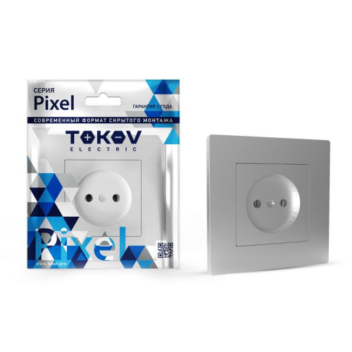 Розетка 1-м СП Pixel 16А IP20 без заземл. в сборе алюм. TOKOV ELECTRIC TKE-PX-R1F-C03 Розетка 1-м СП Pixel 16А IP20 без заземл. в сборе алюм. TOKOV ELECTRIC TKE-PX-R1F-C03