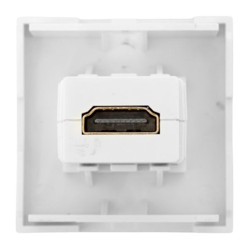 Розетка HDMI 45x45, 2 модуля, 1 гнездо, без индикатора, белая EKF Розетка HDMI 45x45, 2 модуля, 1 гнездо, без индикатора, белая EKF