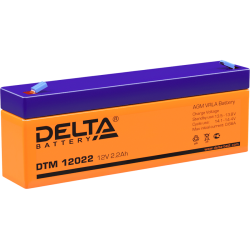 Battery DELTA  series DTM, DTM 12022, voltage 12V, capacity 2.2Ah (discharge 20 hours), max. discharge current (5 sec.) 34.5A, max. charge current 0.66A, lead-acid type AGM, terminals F1, LxWxH 178x35x61mm., weight 1kg., service life 6 years.