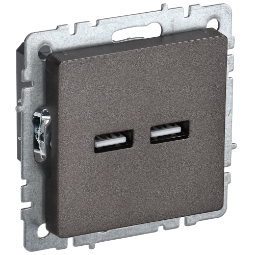 BRITE Розетка USB A+A 5В 3,1А РЮ10-1-БрТБ темная бронза IEK