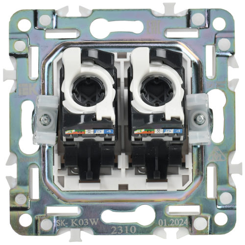 SKANDY Розетка компьютерная двойная RJ45 кат.5E SK-K03W арктический белый IEK SKANDY Розетка компьютерная двойная RJ45 кат.5E SK-K03W арктический белый IEK