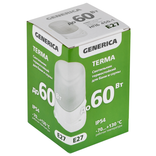 TERMA Светильник термостойкий для бани и сауны НПБ 450-1 IP54 60Вт белый GENERICA