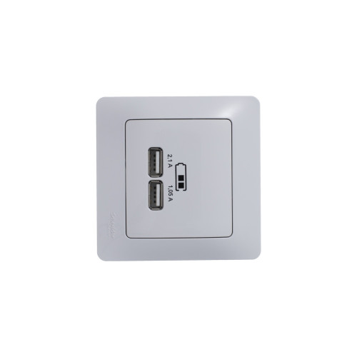 GLOSSA USB РОЗЕТКА A+A, 5В/2,1А, 2х5В/1,05А, механизм, БЕЛЫЙ GLOSSA USB РОЗЕТКА A+A, 5В/2,1А, 2х5В/1,05А, механизм, БЕЛЫЙ