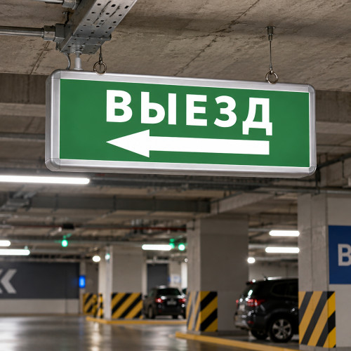 Самоклеящаяся этикетка INFO EL008 ВЫЕЗД/стрелка налево 330х120мм