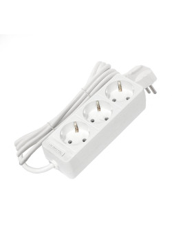 Удлинитель 3х3м с заземл. 10А IP20 2.2кВт ПВС 3х0.75 бел. DOMTOK 2375