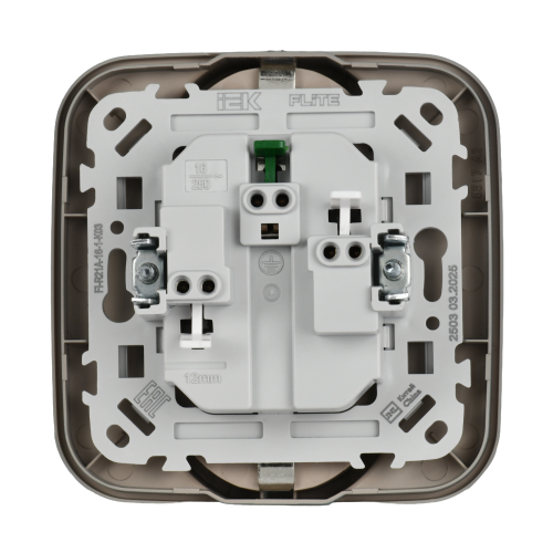 FLITE Розетка 2-местная с заземлением без защитных шторок безвинтовое крепление 16А РС12-1-А-ФлС серый IEK FLITE Розетка 2-местная с заземлением без защитных шторок безвинтовое крепление 16А РС12-1-А-ФлС серый IEK