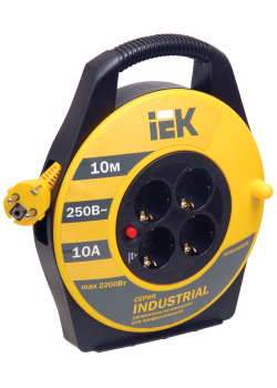 INDUSTRIAL Катушка УК10 4 места с заземлением с термозащитой 3х1,0мм2 10м IEK