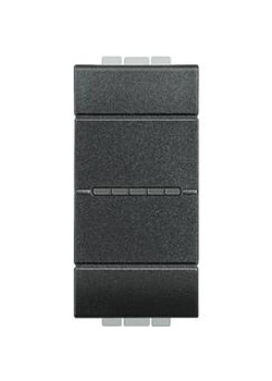 Livinglight. Кнопка аксиальная одноклавишная 10А 250В. Автоматические клеммы. 1 модуль. Цвет Антрацит