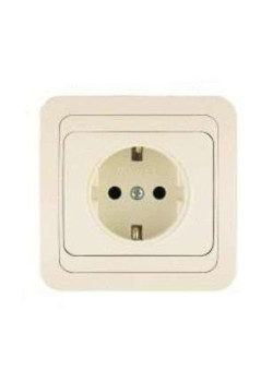 Розетка 1-м СП Mimoza 16А IP20 с заземл. крем./крем. Makel 25028