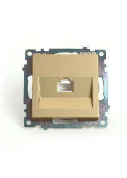 Розетка компьютерная 1-местная RJ-45 (механизм), STEKKER, GLS00-7107-08, серия Катрин, золото