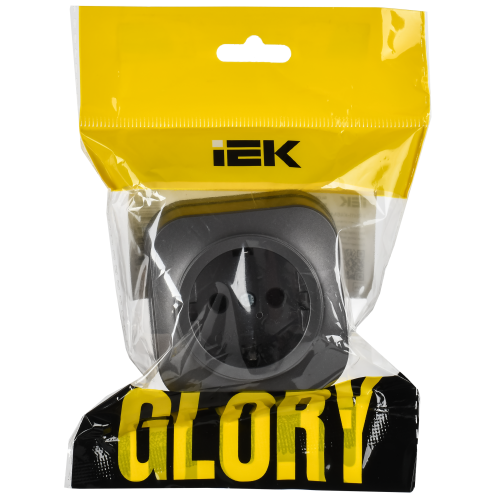 GLORY Розетка 1-местная для открытой установки с заземлением без защитных шторок 16А РС20-3-ХСм сталь матовый IEK GLORY Розетка 1-местная для открытой установки с заземлением без защитных шторок 16А РС20-3-ХСм сталь матовый IEK