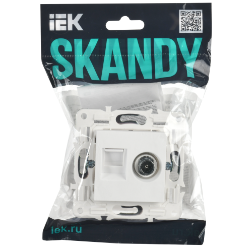 SKANDY Розетка двойная TV+RJ45 кат.6 SK-A15W арктический белый IEK SKANDY Розетка двойная TV+RJ45 кат.6 SK-A15W арктический белый IEK