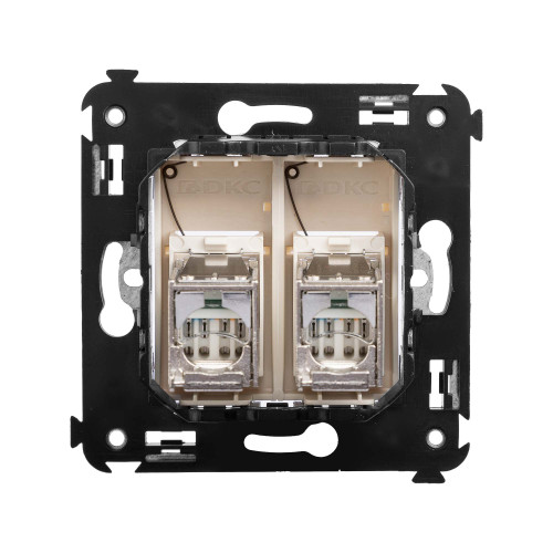 Компьютерная розетка RJ-45 в стену, кат.5e двойная экранированная, Avanti, ванильная дымка